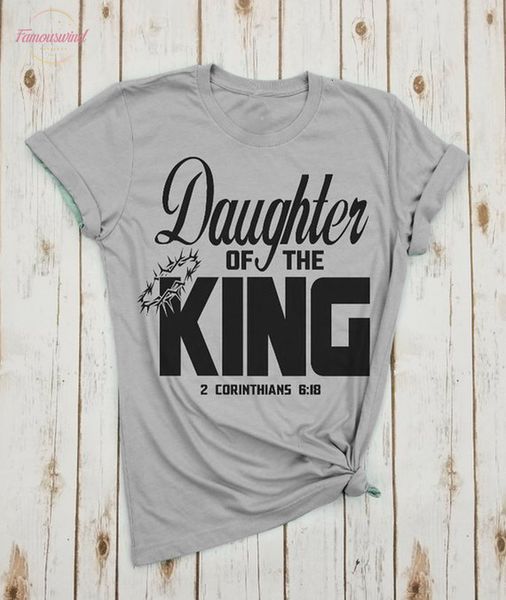 

daughter letter of the king crown funny slogan graphci women fashion camiseta rosa feminina t shirt grunge tumblr cottonc asual tee top, White