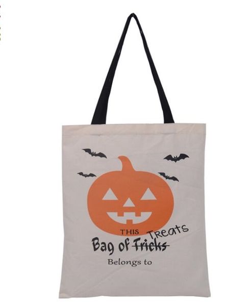 sacchi di Halloween regali di caramelle borsa dolcetto trucco borse con coulisse tela di cotone 6 stili bambini zucca ragno tote borsa a mano forniture per feste