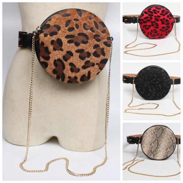 

leopard waist bag belt pack round chain shoulder crossbody bag snake printing chest bag bum purse for women 20 8srh1