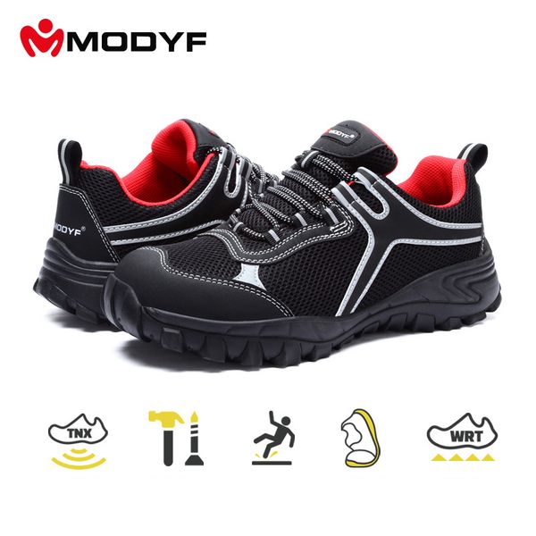 

men's safety shoes steel toe construction protective footwear lightweight 3d shockproof work sneaker shoes for men, Black