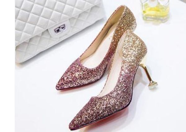 

women's shoes in spring and autumn high fine heel pointed end@215, Black