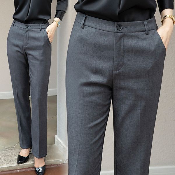 

straight trousers office work pant women business lady uniform female woman professional cargo pants summer autumn big plus large size s-4xl, Black;white