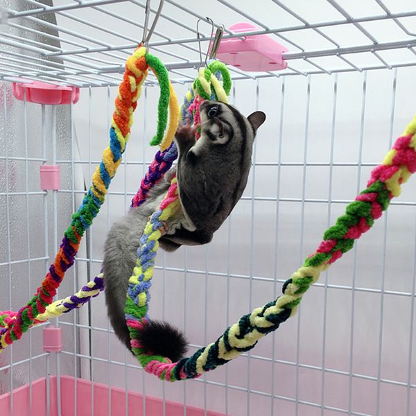 

6 pack small animal grid hammock, parrot bird, rat and ferret swing thick chew rope hammock hanging cage nylon rope nets toys