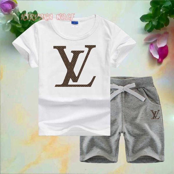 

LUIVT Little Kids Устанавливает детскую детскую дизайнерскую одежду 2 Шт. / Компл. Мальчики Девочки Чистый Хлопок Письмо Печать Логотипа Детские Летние Наборы