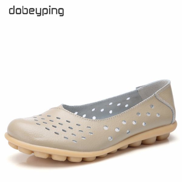 

dobeyping genuine leather women flats new cut-outs summer shoes woman hollow women's loafers female solid shoe large size 35-44 t200408, Black