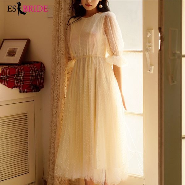 

apricot special occasion dresses a-line o-neck evening dress half sleeve long evening gowns for women party prom dress es2640, White;black