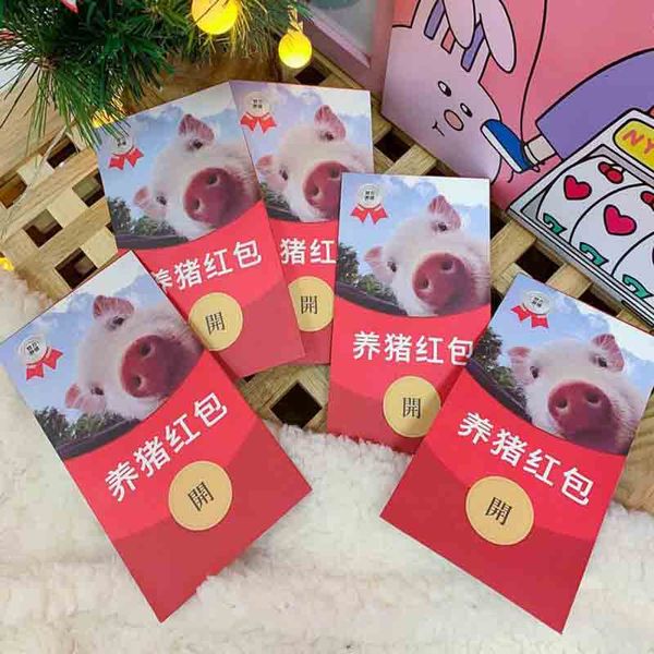 

6 pcs funny pig amimal red envelope to fill in money chinese tradition hongbao new year red envelope gift stationery