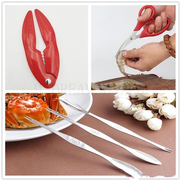

seafood tool crab cracker lobster cracker lobster crab seafood scissors stainless steel crab fork spoons kitchen gadgets