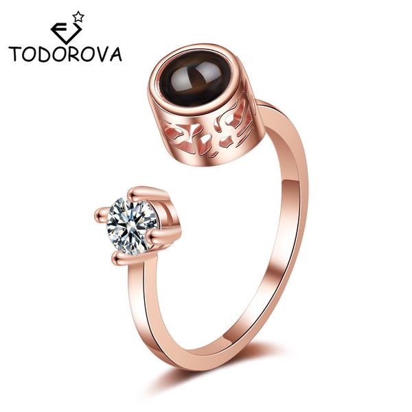 

todorova new 100 languages i love you projection rings for women girls fashion valentine's gift wedding jewelry dropshipping, Golden;silver