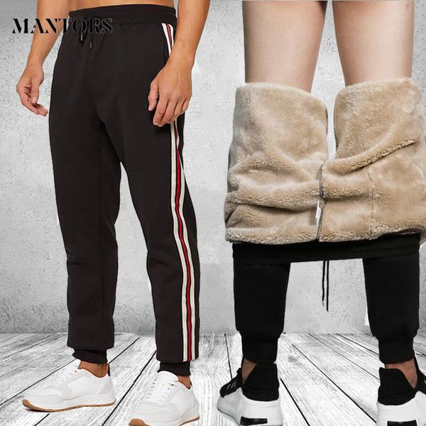 

зимние штаны мужских толстых sweatpants 2019 плюшевых брюки мужской моды joggers pantalon homme шаровары люди спортивный теплые, Black