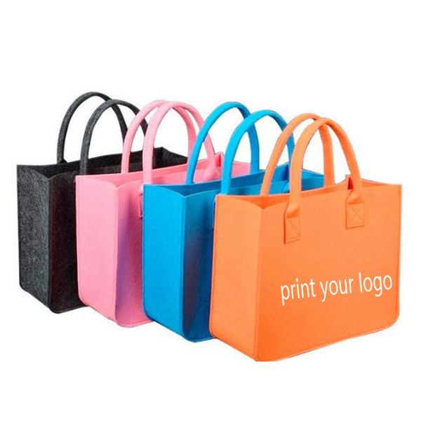 

100pcs shopping bags with logo custom color and size logo bags felt