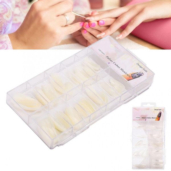 

100pcs professional natural false nail art tips uv gel practice fake artificial nails fake nail tips, Red;gold