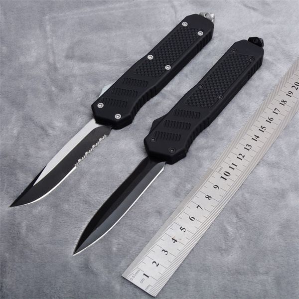 

New Version Combat Knife Double Action Auto Tanto Point Single Fine Serrated Blade Outdoor Tactical Rescue Gift Knives P722M Q
