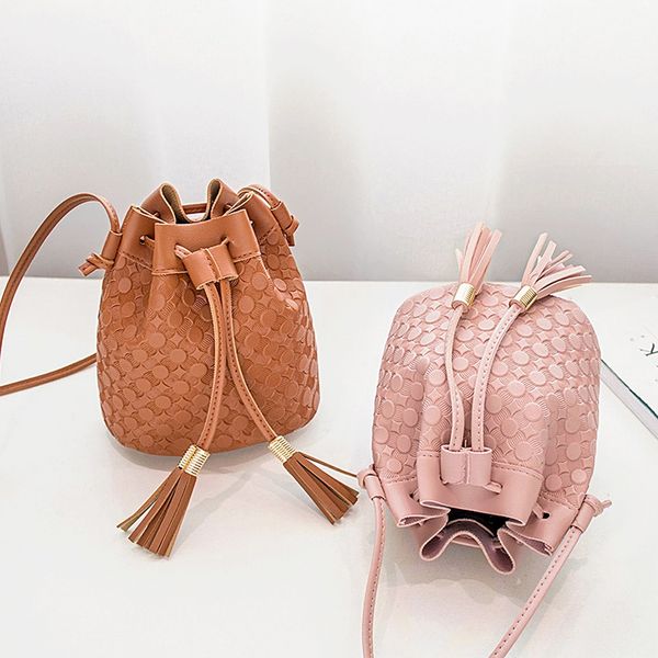 

fashion women bucket bag vintage drawstring tassel messenger shoulder bag pattern retro small cross-body #40