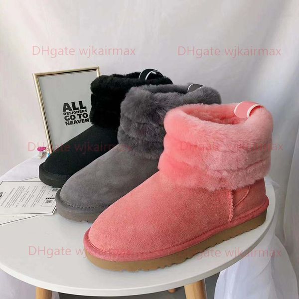 

women winter boots fluff mini quilted australia booties fashion luxury designer bota women snow boots fluff yeah slide warm casual shoes, Black