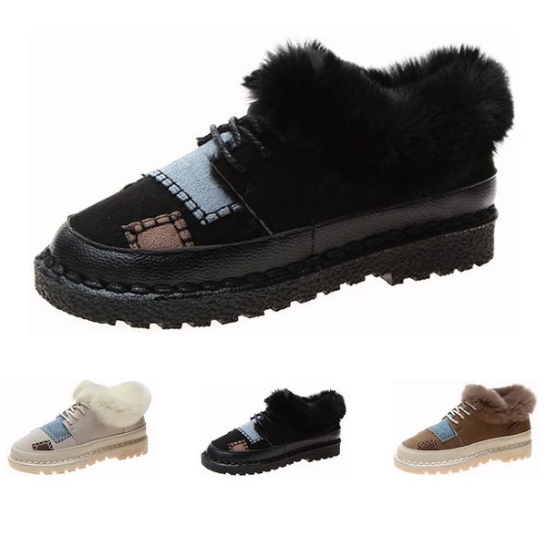 

whole sale drop shipping winter women snow boots colorblock patch short boots black designers outdor shoes size 35-39 four