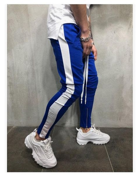 

men's sports pants jogging pants men's casual running fitness football parkour hip hop fashion, Black;blue