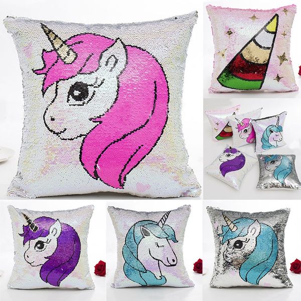 

mermaid sequins sofa pillow case cartoon unicorn pillow cover home sofa car decorative xmas cushion cover without core dhl an2361