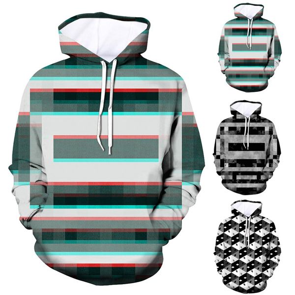 

men's new style 3d printed hoodie hooded loose long sleeve sweatershirt, Black