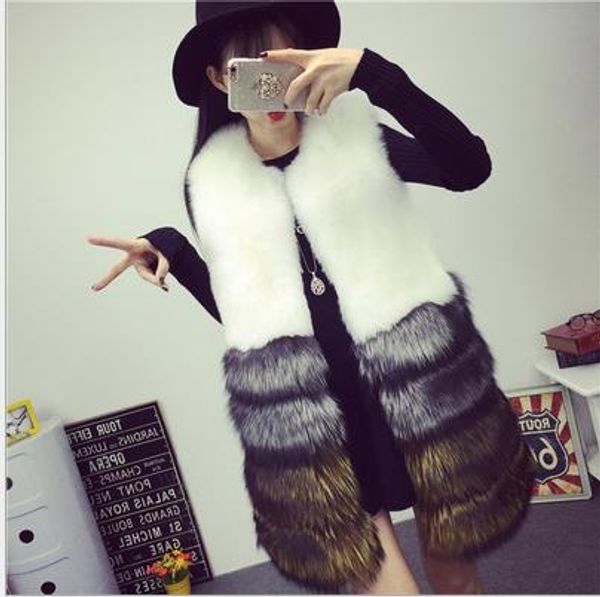 

mink 2019 winter women's faux fur coat artificial fur vest furry vests femme jackets plus size mink fake gilet z176, Black