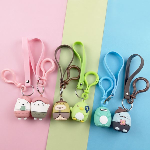 

new corner bio polar bear dinosaur corner bio pvc soft plastic doll cartoon keychain bag pendant, Silver