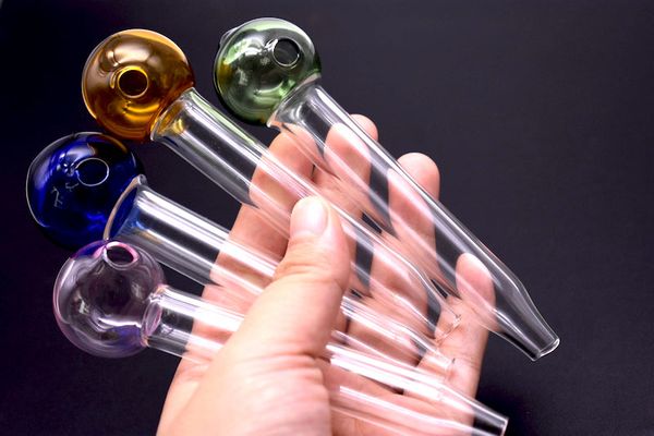 Great Pyrex tubos de vidro 12 cm lenght Tubos de Queimadores De Óleo de Vidro com Diferentes coloridos bola mão cachimbos 30mm bola