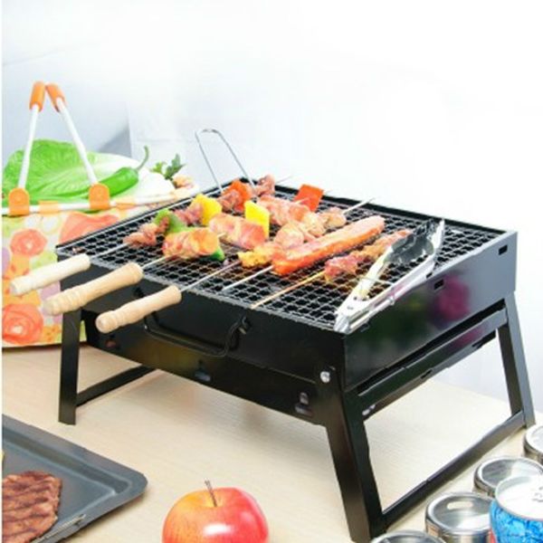 

bbq household outdoor grill thickened folding portable barbecue stove blacksteel