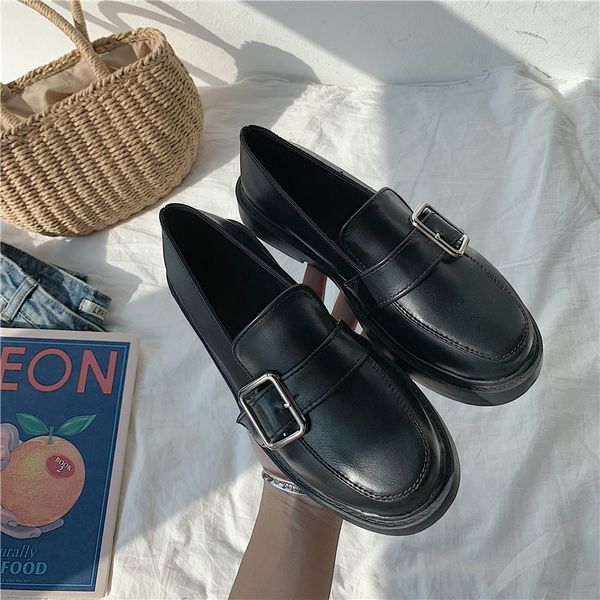 

retro woman shoes 2019 fashion women's casual female sneakers round toe autumn slip-on flats modis fall new slip on winter, Black
