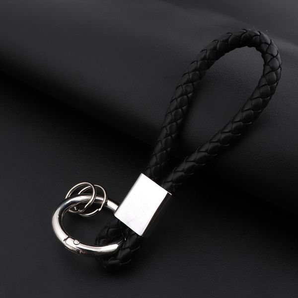 

2018 new mens jewelry black braided leather key chain gifts for men car key pendant keychain dropshipping chains ring, Silver