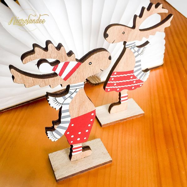 

nicrolandee 2019 2020 merry christmas wooden elk ornaments cute detachable child gift decor home new diy party decoration 61
