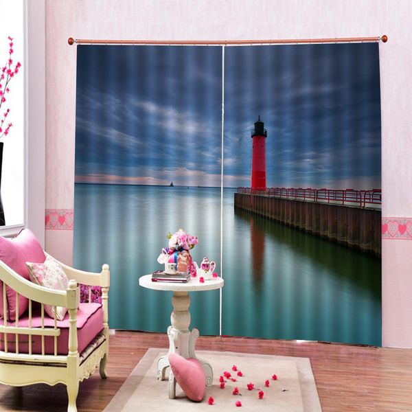 

blue curtains luxury blackout 3d curtains for living room bedding room office seaside blackout curtains