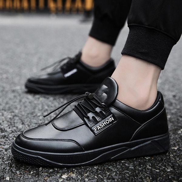 

man new shoes fashion sneakers casual shoes leather sport classic flats 2019 wholesale design and custom factory platform famo, Black
