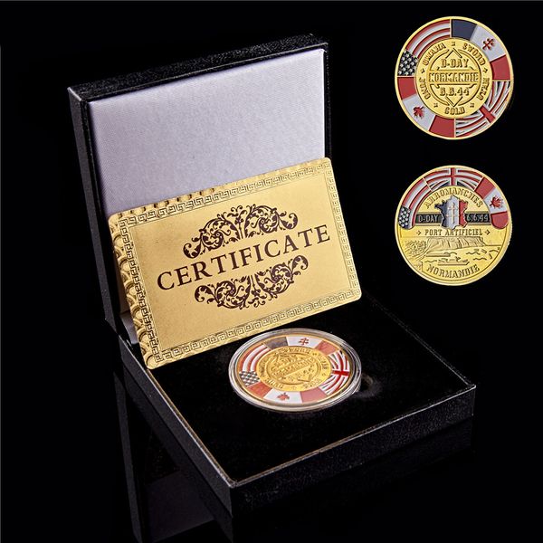 

1944 D-Day Arromanches Normandie War 70th Anniversary Military Challenge Collectibles Coin Value W/Luxury Box