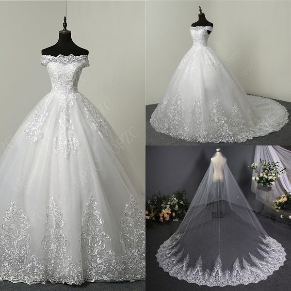 

дешевые кружева вышивка 2020 бальное платье свадебные платья бато шеи с коротким рукавом плюс размер свадебные платья vestido de noiva bride, White