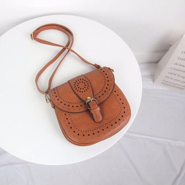 

new 2020 retro hollow shoulder bag simple pu leather crossbody bags