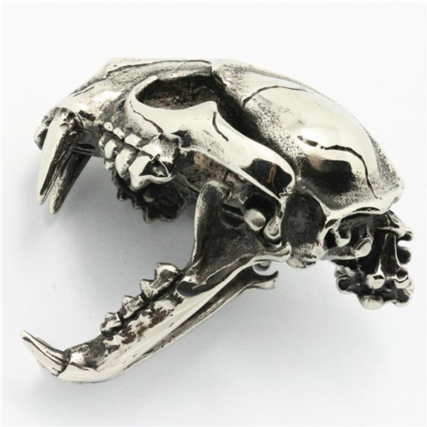 

amazing men's extra large huge heavy stunning smilodon skull silver stainless steel chain necklace pendant new arrival