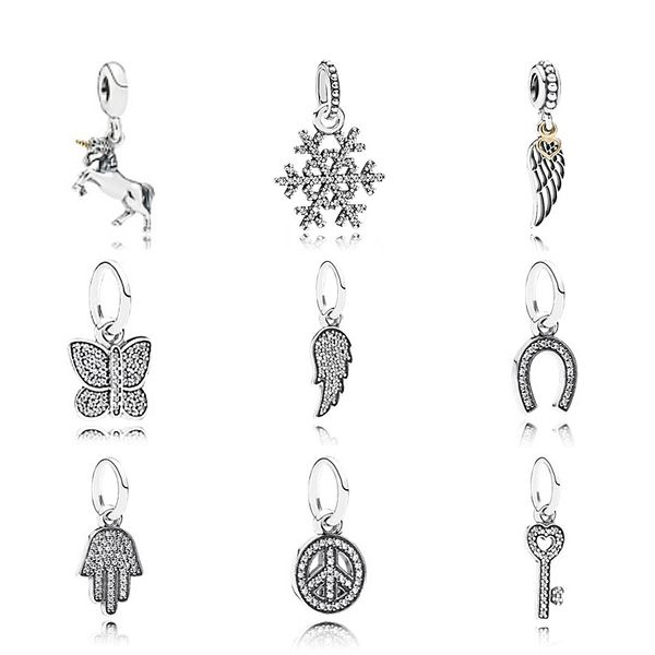 

purplenew 100% 925 silver pamdora снежинка кулон развевающегося butterflie очарование бисер collocation браслет diy браслет завод оптовым, Black