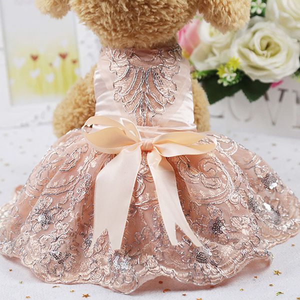 

pets dogs clothes summer autumn luxury elegant princess dress for small dogs puppy champagne flowers wedding party dress clothes