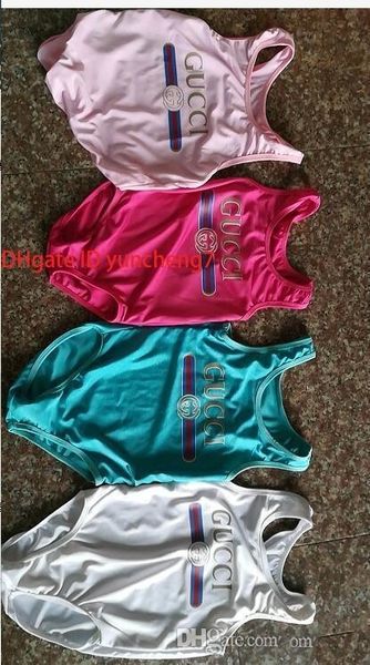 

ins selling high end one -piece baby girls jumpsuits swimwear printing letter swimsuit kids beach clothing 2t-8t a-l1c7
