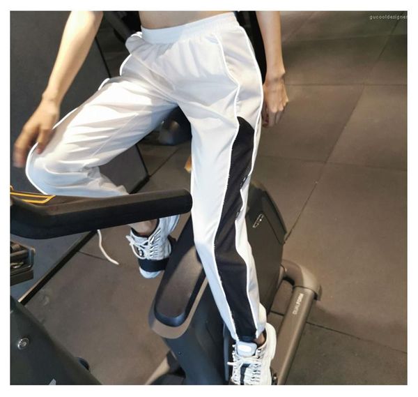 

sports pants quickdry striped casual ladies trousers active female relaxed pants with pockets spring womens reflective, Black;white