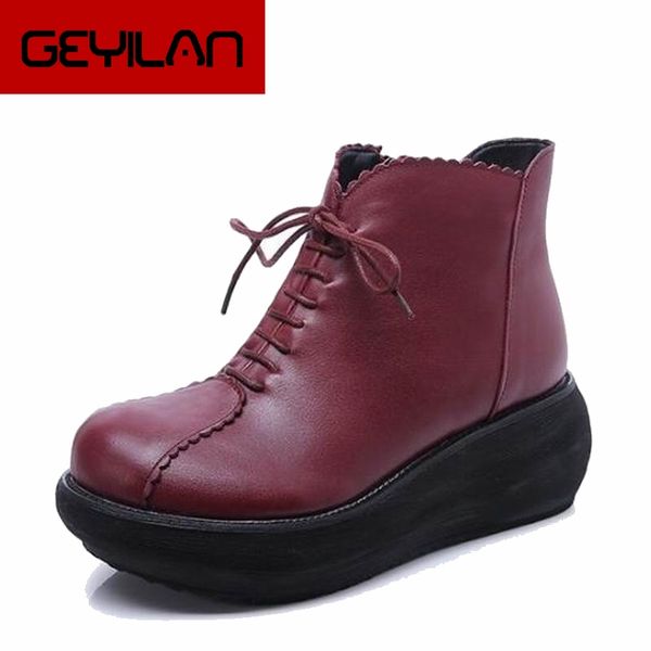 

snow boots shoes women genuine leather large yard winter boots women warm plush winter shoes big size 34-40, Black