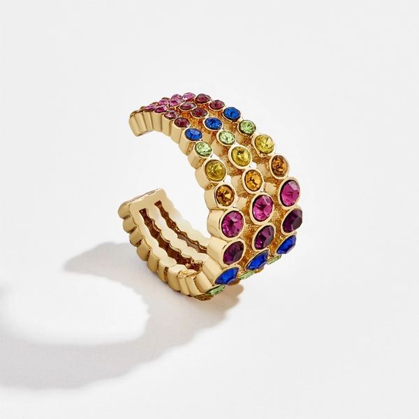 

popular european and american fashion earrings jewelry alloy multi-colored diamond women's ear clip new foreign trade, high quality, Silver