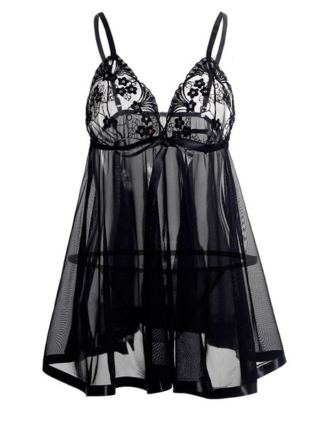 

ladies nightwear embroidered sequin strap nightdress lingerie womens sleepwear nightdress sleep cloth, Black;red