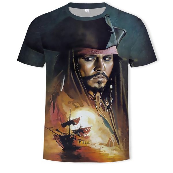 

menstrade pirate captain 3d printing casual short sleeve, White;black