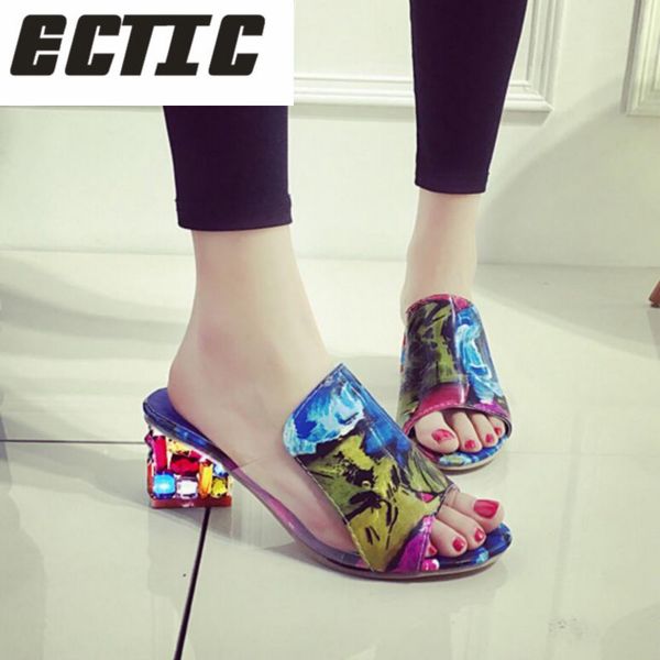 

ectic 2018 summer new fashion high heels sandals mixed color splicing shoes for casual party women's shoes big sizes 35-41 yb-08, Black;white