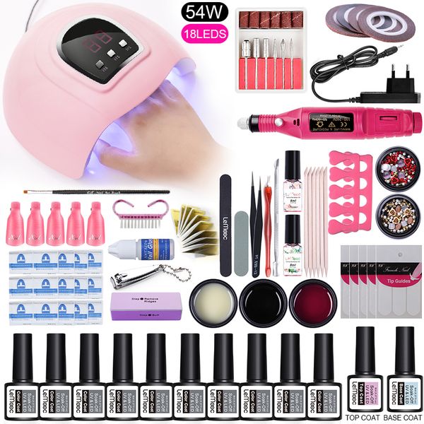 

nail set uv led lamp dryer nail gel polish kit colorful soak off uv gel tools set electric drill for art design tools