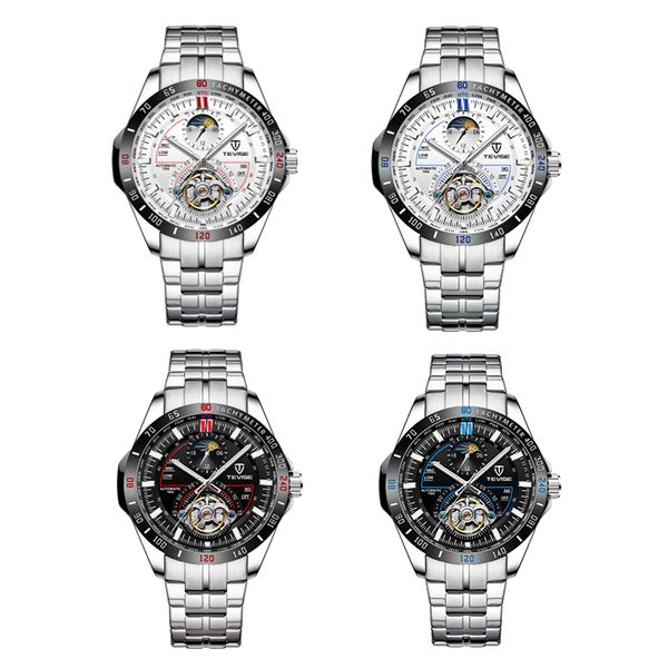 

men's luminous mechanical wristwatches and stainless steel band, Slivery;brown