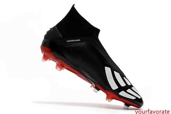 

full black 100% original football boots messi soccer cleats without lace predator 18+ fg outdoor soccer shoes mens slip-on soccer boots
