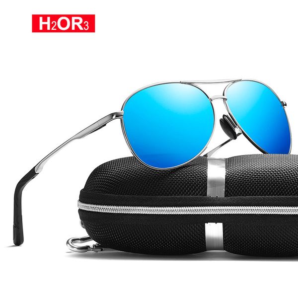 

h2or3 классический pilot поляризованные солнцезащитные очки мужчины вождения солнцезащитные очки мода женщин очки высокого качества мужчина, White;black