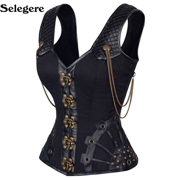 

steampunk corset waste trainer gothic leather corset corsages corselet corsets steel straitjacket bodice, Black;white